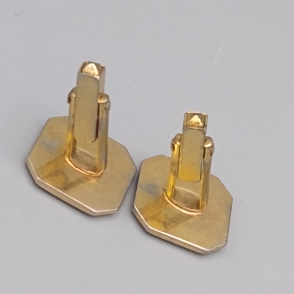 Gold Geometric Pyramid Cuff Links Vintage - Picture 7 of 12